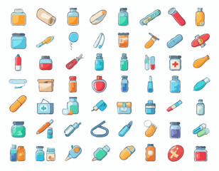 Medicaments icon set
