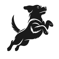 Clean black and white Vector Silhouett of a Dog on white background
