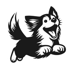 Clean black and white Vector Silhouett of a Dog on white background