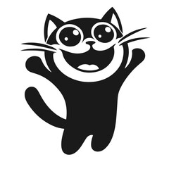 Clean black and white Vector Silhouett of a Cat on white background
