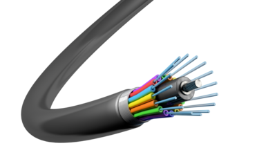 Fiber optic cable on white or transparent background