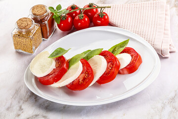 Italian caprese salad with mozzarella
