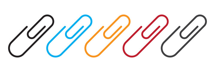 Clip line icon set. Attached link file icon, internet web page URL icon, attachment , document, office paper clip icon. Paper clip illustration sign collection. Page holder. 