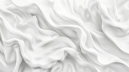 Fototapeta premium Abstract White Fabric Waves, 3D, Texture, Smooth, White Background , fabric, texture
