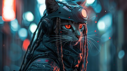 Futuristic Cat Face with Mask