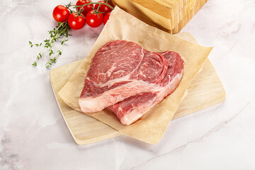 Uncooked raw beef steak for grill