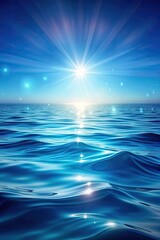 Bright sunburst over a serene blue ocean.