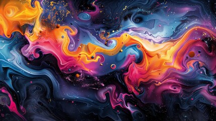 Swirling Colors and Glitter Create a Cosmic Abstract Art