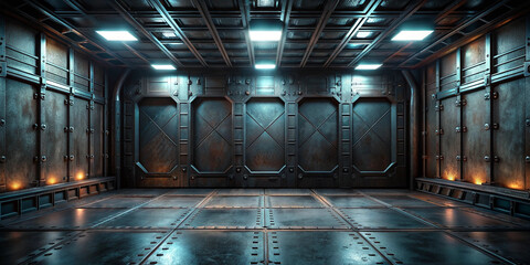 Gloomy Industrial Metal Room Background for Creative Design Projects