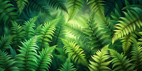Lush Green Fern Background with Elegant Foliage