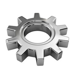 Silver gear on isolated transparent background