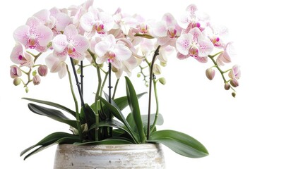 Obraz premium White pink blooming Phalaenopsis orchid isolated on white background for home decor