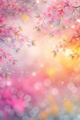 Fototapeta premium Soft pink background with delicate bokeh and flowers.