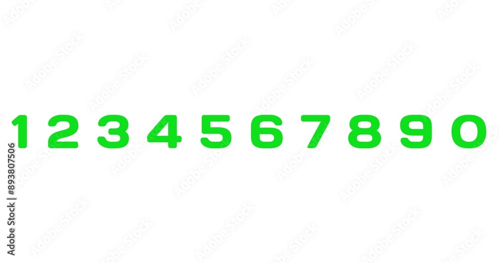 Fototapete design of numbers 1 2 3 4 5 6 7 8 9 0 with green screen texture on white background