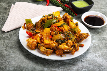 Vietnamese cuisine - fried frog with vegetables