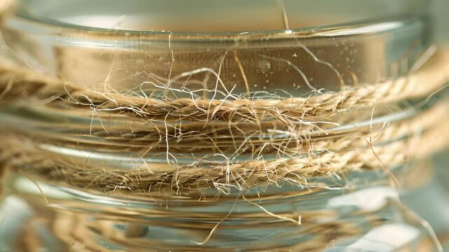 A spool of jute twine wrapped around a glass jar adds a rustic and sustainable touch to the packaging design.