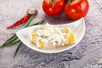 Italian cuisine Cannelloni staffed cheese