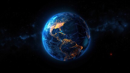 Obraz premium Earth's Connection: A Digital Representation of Global Networks