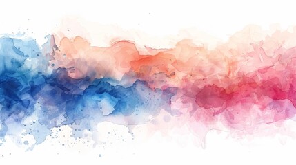 An abstract watercolor background with blending colors of blue pink and orange