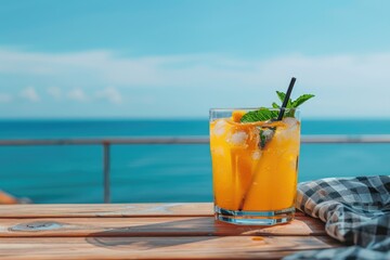 A Refreshing Citrus Cocktail by the Ocean