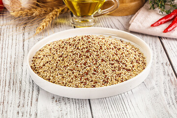 Raw dry quinoa seeds cereal