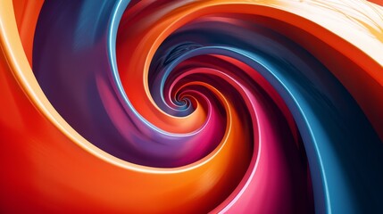 Obraz premium A vibrant spiral of colorful glossy arcs creates a mesmerizing abstract design