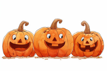 halloween cartoon pumpkin isolated on white