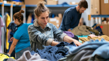 Fototapeta premium From Discarded to Desired: The Magic of Donation Sorting Volunteers