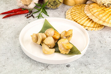 Delicous luxury baked seafood scallops