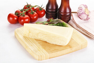Piece Italian hard parmesan cheese