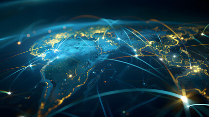 Obraz premium Connecting Continents: Global Transport Networks delves into the development and optimization of international transportation systems, highlighting innovations and strategies that enhance efficiency,