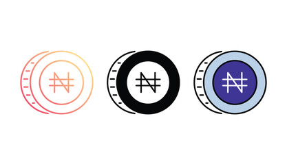 Naira icon design with white background stock illustration