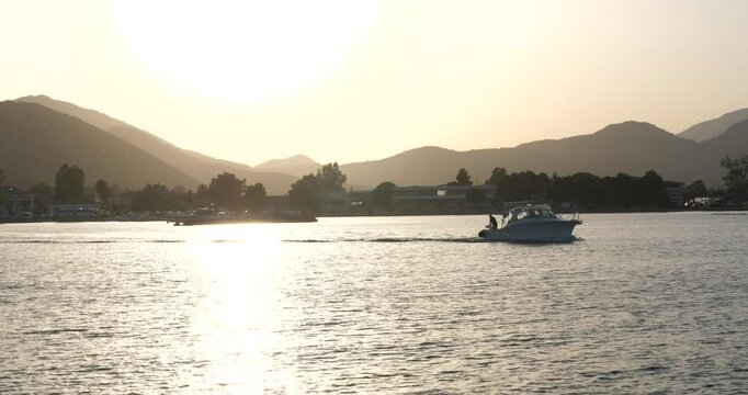 A view of the Ermioni bay during the sunset. Ermioni, Greece - June 23, 2024.