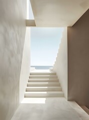 Fototapeta premium White Stairs Leading to the Ocean View