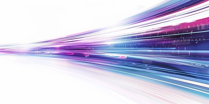 Abstract futuristic speed motion blur background with light streaks and digital technology elements