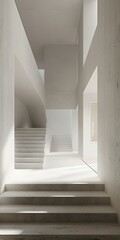 Obraz premium Modern Minimalist Architecture Interior Design with Staircase