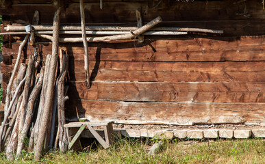Wood on old Motzen houses in the Apuseni Mountains, Romania