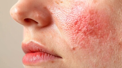A close-up of a red and irritated patch on a person's skin, highlighting the effects of sensitivity and the need for gentle skincare products.