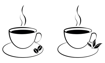 Hot coffee cup icon set vector.