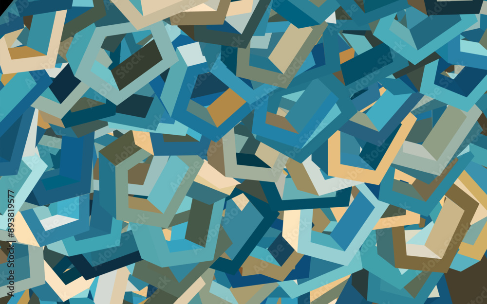 Poster light blue, yellow vector backdrop with hexagons.