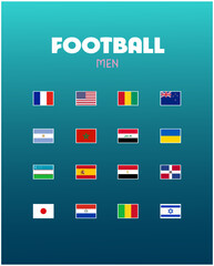 Football Men Flags Emblem Games Sport 2024 Abstract Design Teams Countries Symbol Logo Vector Illustration