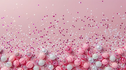 Obraz premium Pink and Blue Confetti on Pink Background