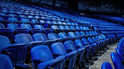 Fototapeta premium Empty Blue Seats in an Indoor Arena