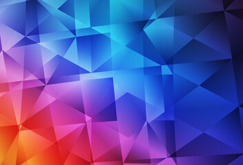 Light Blue, Red vector shining triangular backdrop.