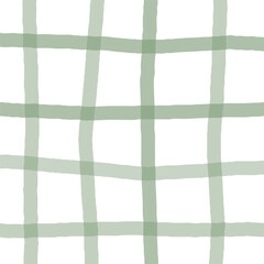 Vector hand drawn cute pastel cottegecore checkered pattern. Doodle Plaid geometrical simple texture. Crossing lines. Abstract cute delicate pattern.