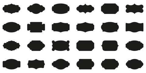 Vintage label set. Silhouette patches set. Vector illustration.