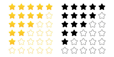 Star rate icons set. Flat and realistic style. Vector illustration.