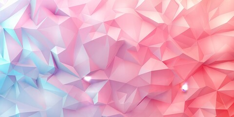 Fototapeta premium Abstract pink and blue polygonal background. Geometric shapes blend seamlessly to create a vibrant, modern aesthetic. Ideal for design projects, digital art, and presentations.