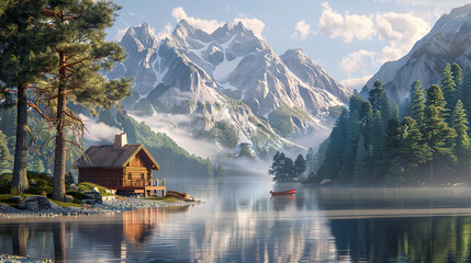 Rustic Cabin by a Tranquil Lake