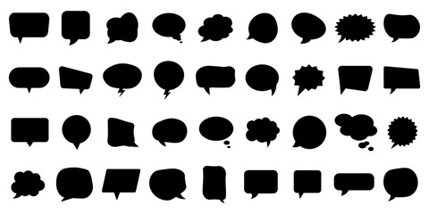 Speech bubble icon set. Silhouette style.